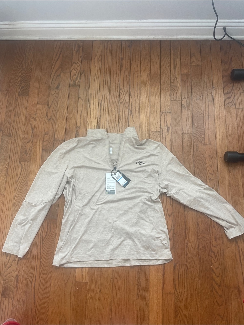 Callaway Beige Quarter-Zip Long Sleeve Performance Pullover